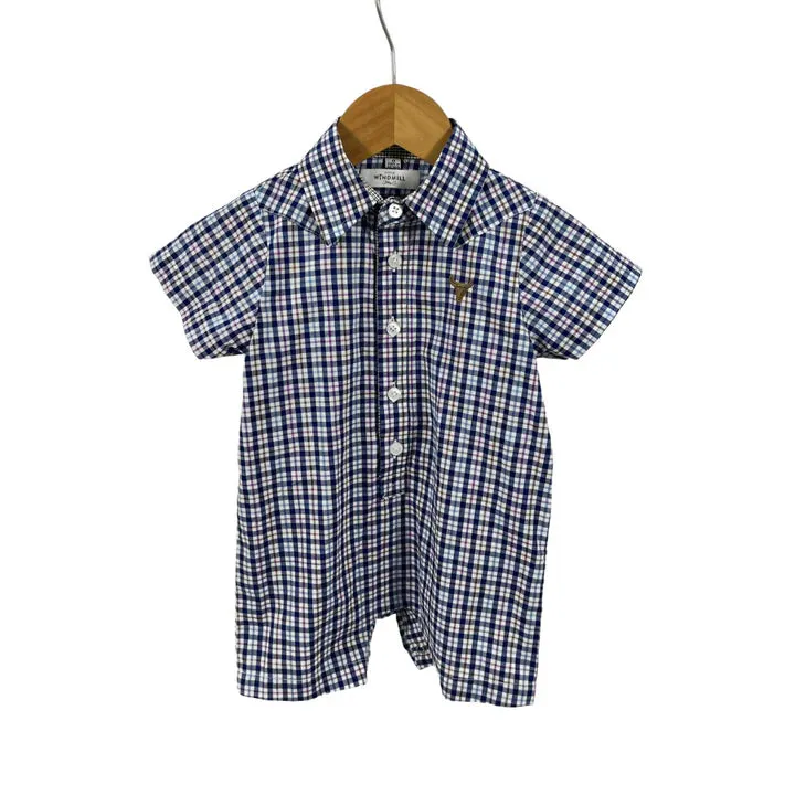 Little Windmill Parker Jnr Classic Gingham S/S Romper Short