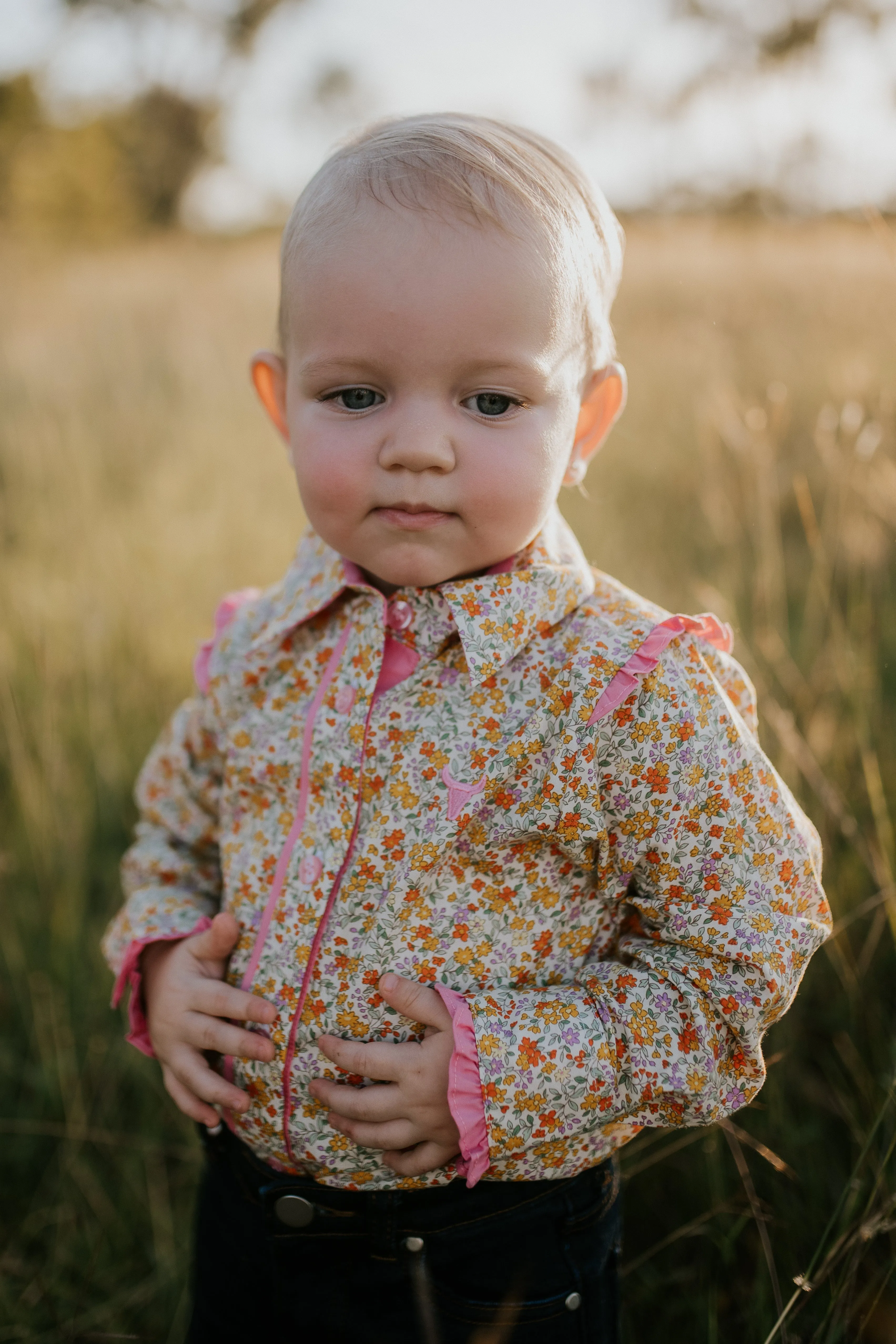 Little Windmill Penelope Lemon Florals Long Sleeved Flutter Romper