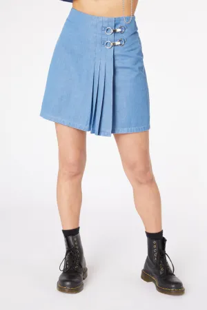 Liz Pleated Mini Denim Skort