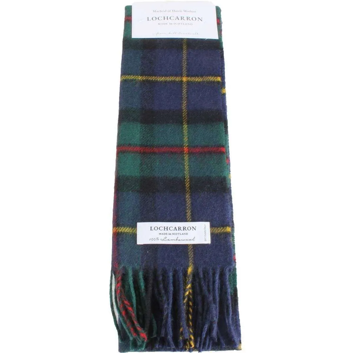 Locharron of Scotland Bowhill Macleod of Harris Modern Lambswool Scarf - Navy/Green