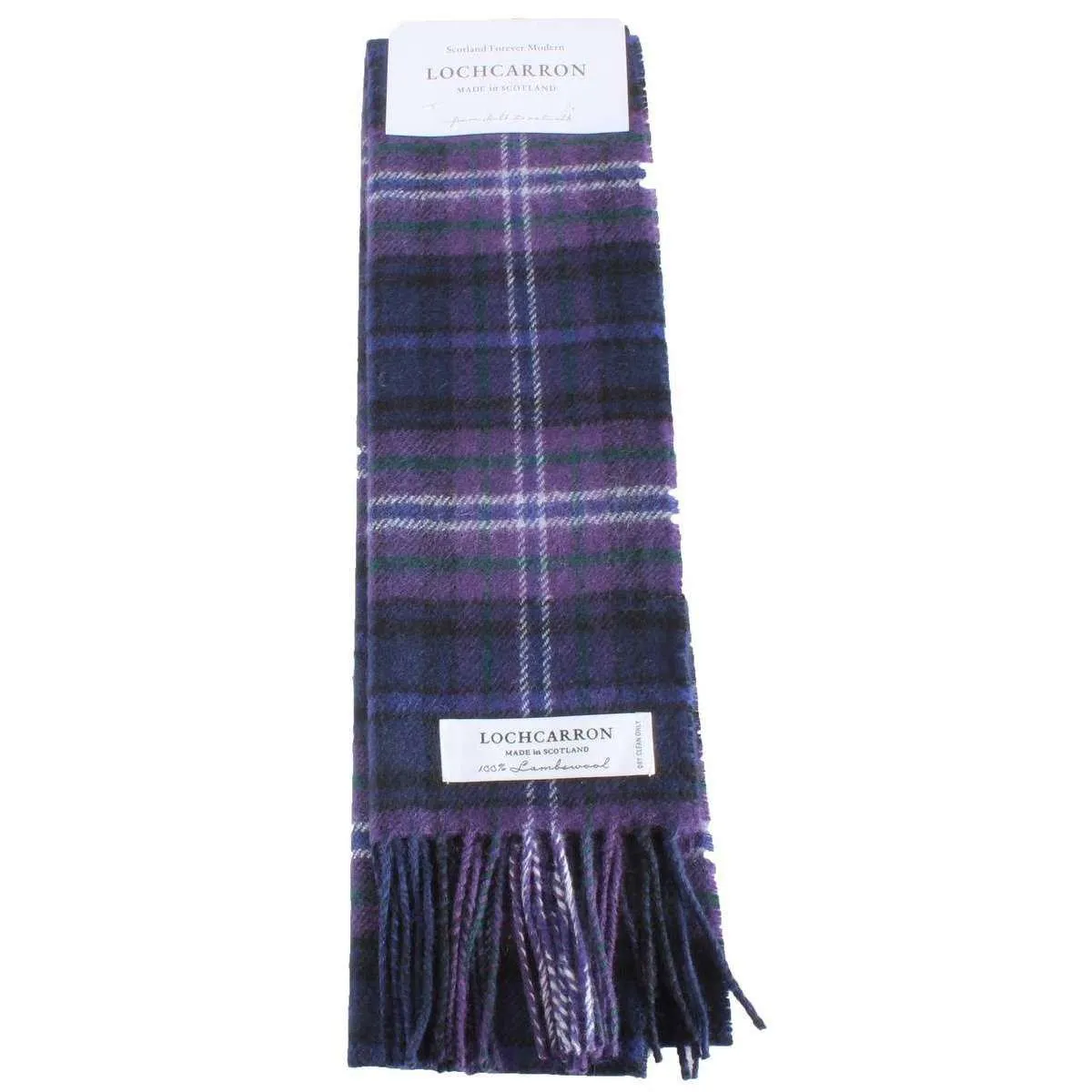 Locharron of Scotland Bowhill Scotland Forever Modern Lambswool Scarf  - Purple