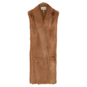 Long Golden Brown Goat Fur Gilet