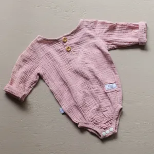 Long Sleeve Organic Cotton Baby Romper - Dusty Pink