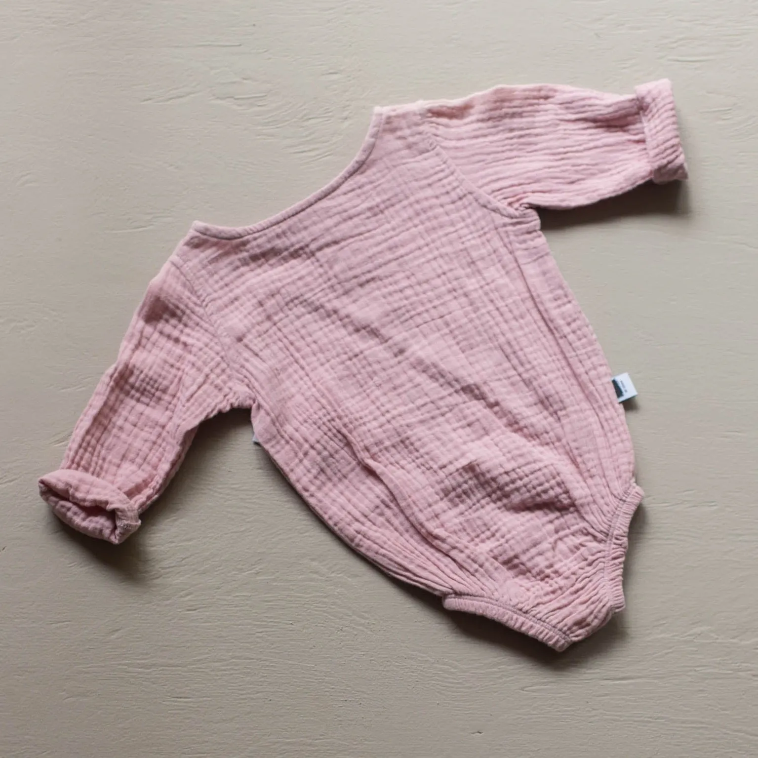 Long Sleeve Organic Cotton Baby Romper - Dusty Pink