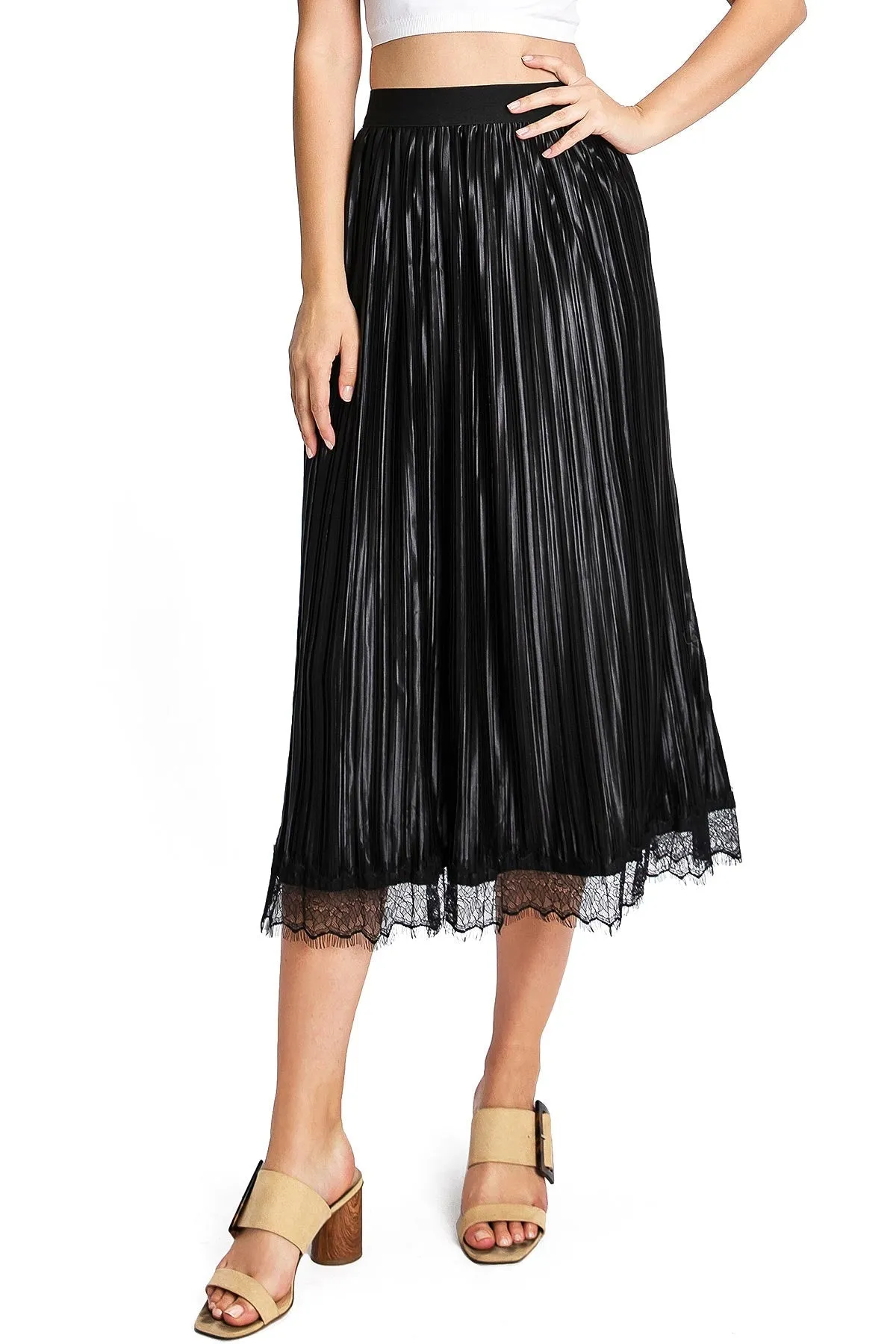 Luster Pleat Midi Skirt