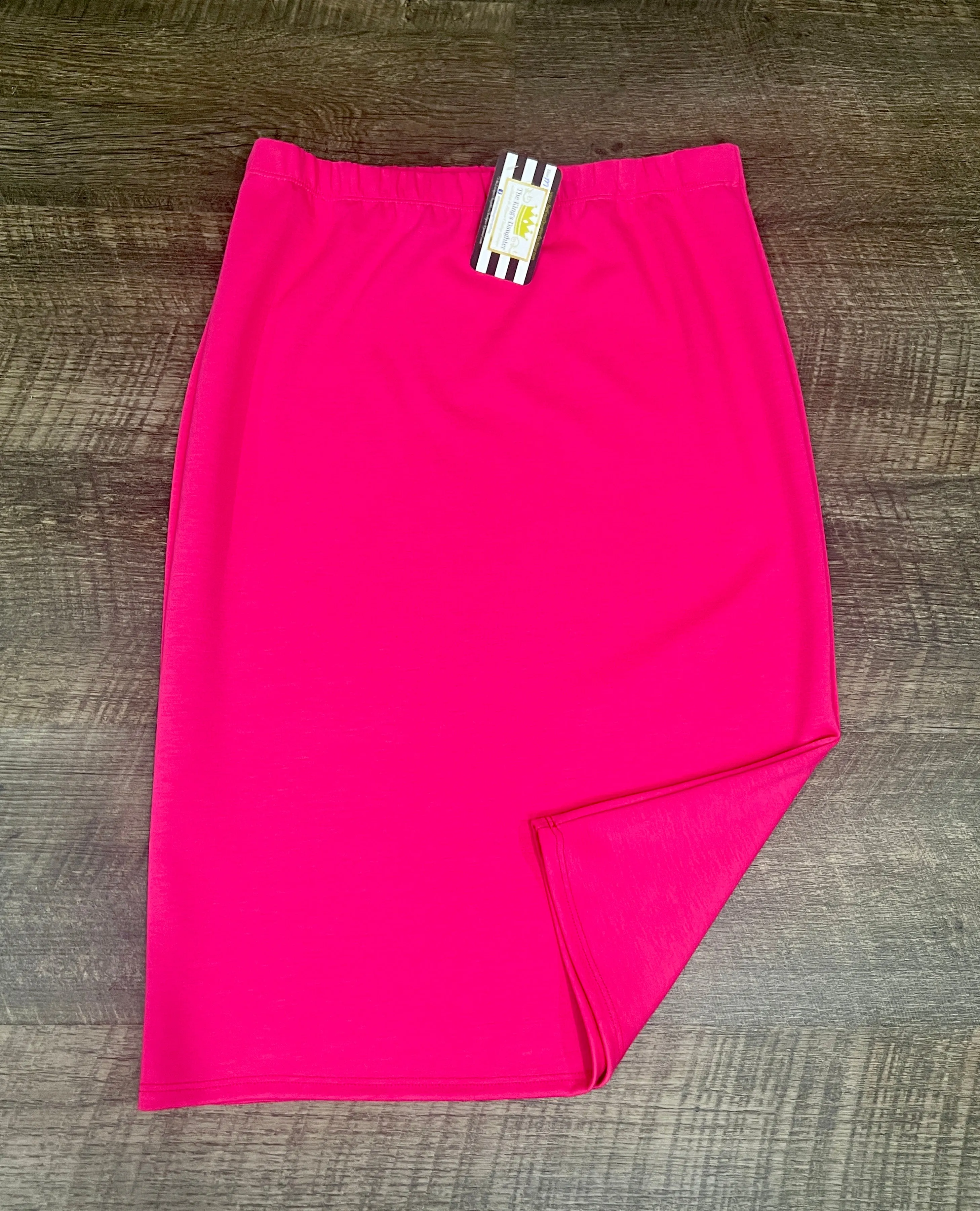 Lynn Hot Pink Modal Pencil Skirt-Regular & Plus