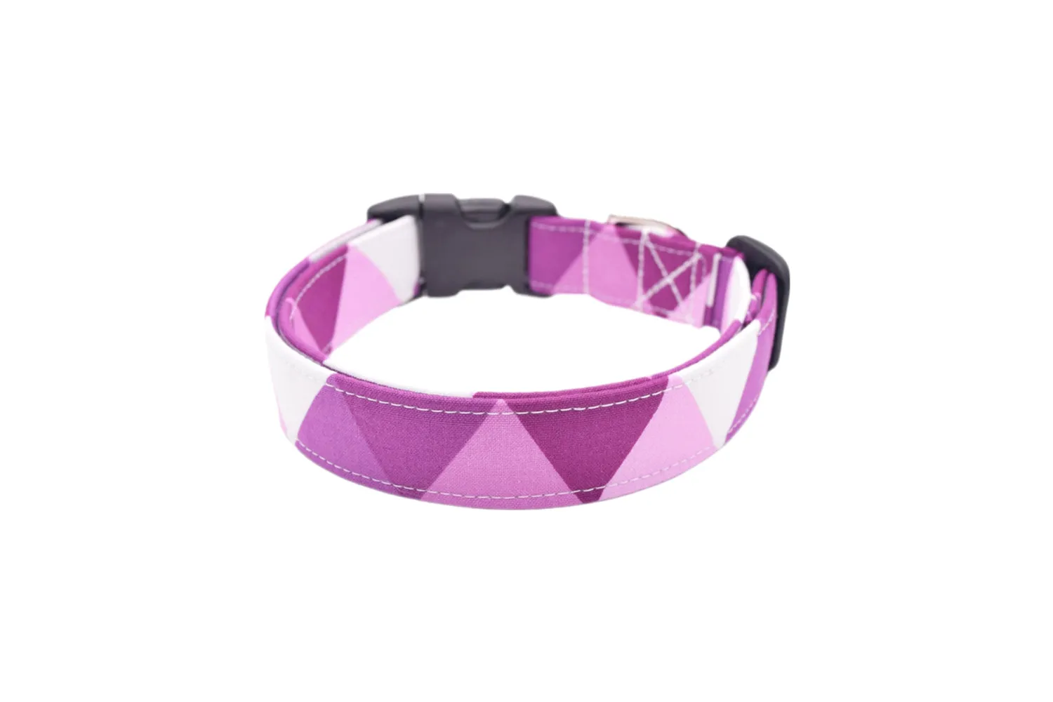 Magenta Purple & White Geometric Dog Collar