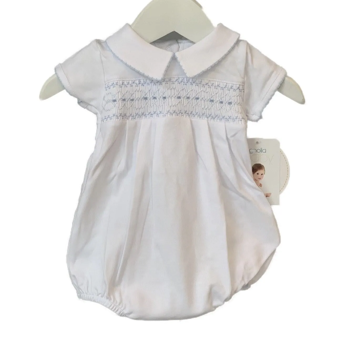 Magnolia Baby - Becky & Ben’s Smocked Romper - Blue