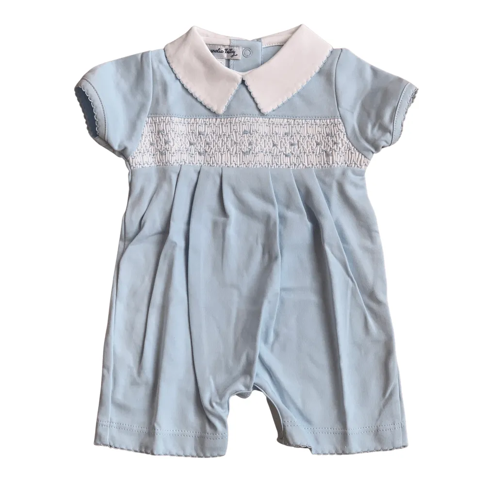 MAGNOLIA BABY - Elena & Ellie’s Boys Smocked Romper - Blue