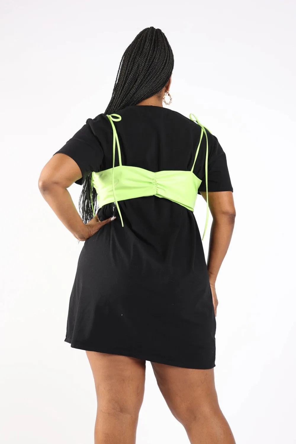 Matte Bra Overlay T Shirt Dress