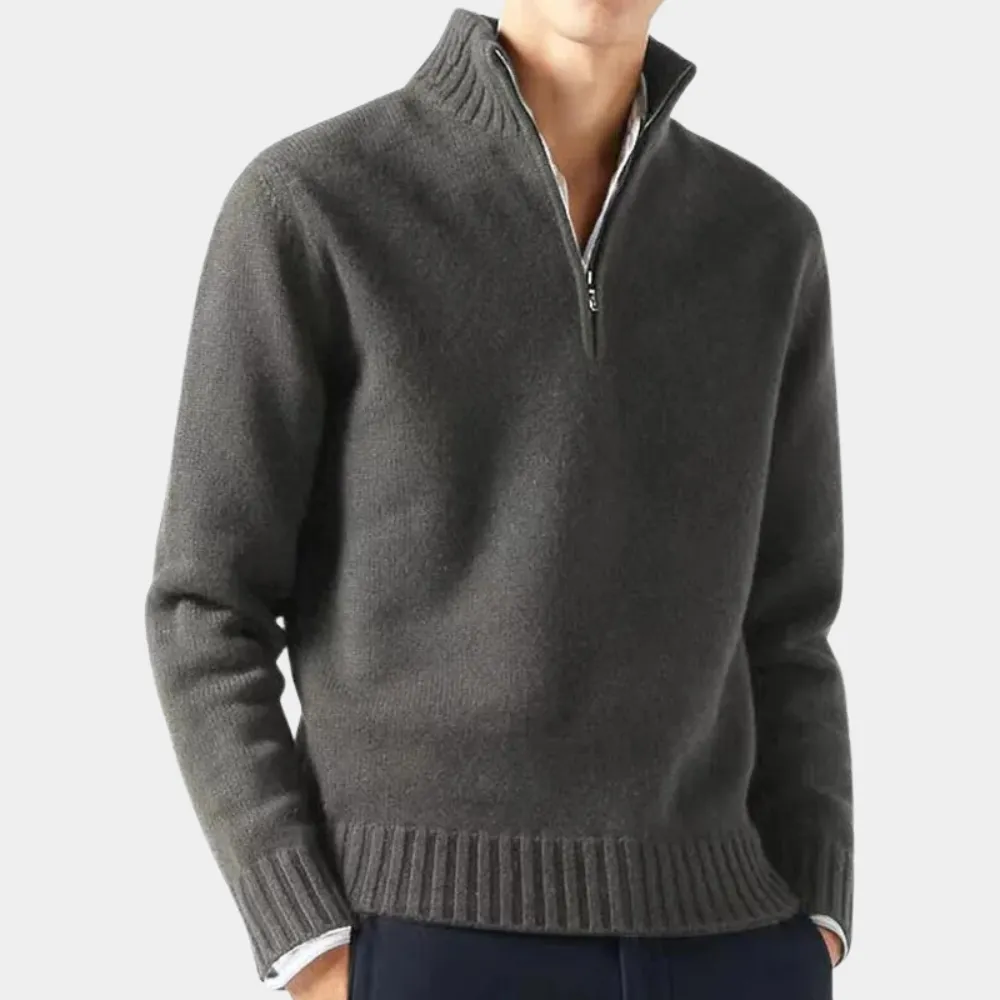 Men's Versatile Half-Zip Wool Jumper with Stylish Design | Ideal for Autumn/Winter