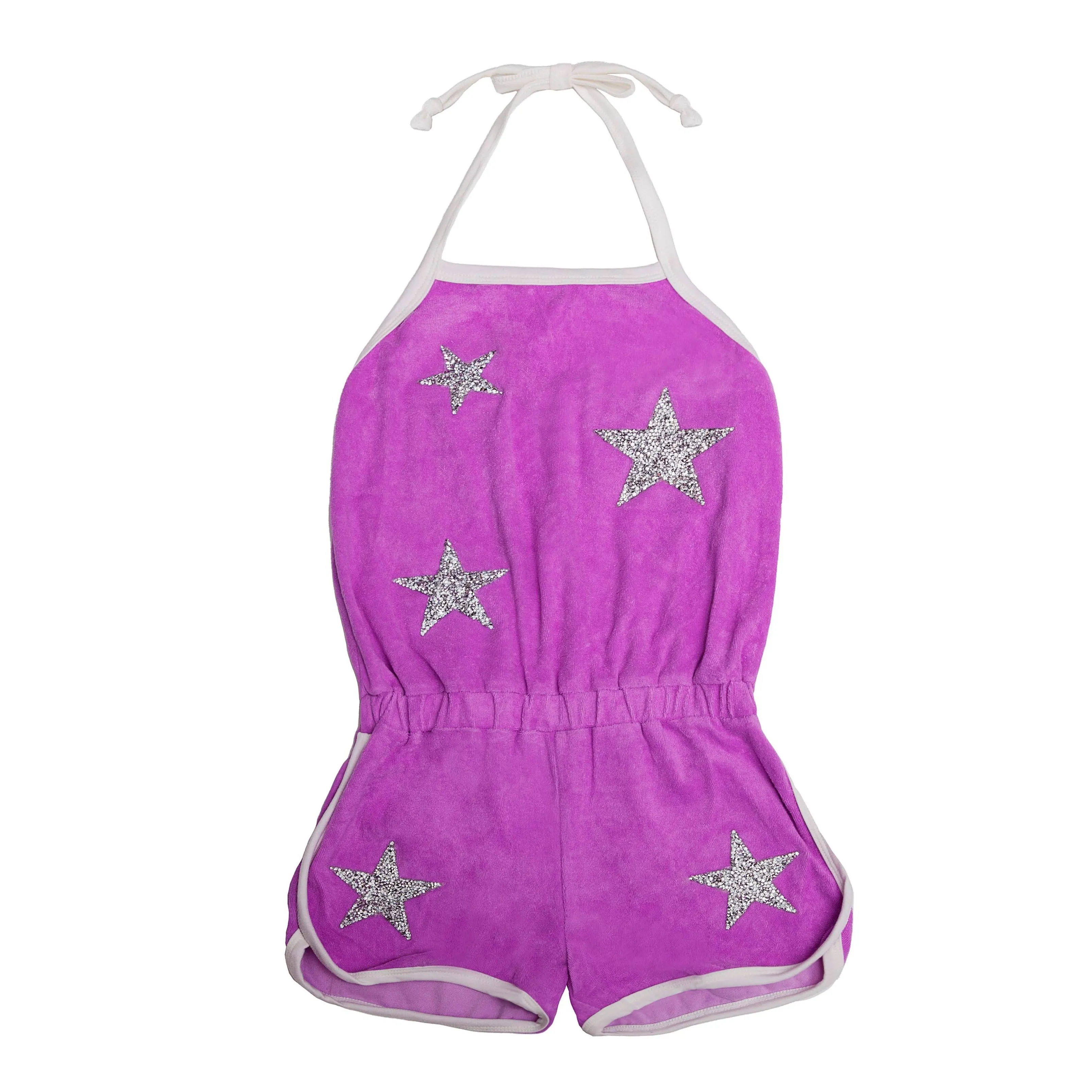 MIA New York Terry Sequin Star Romper - Purple