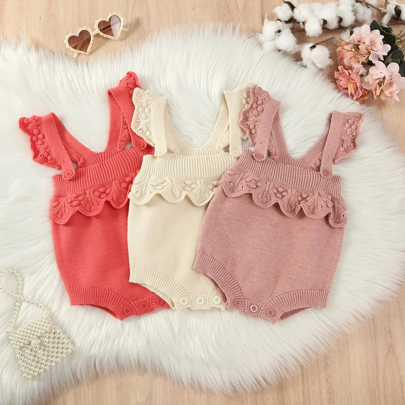 MILA Knitted Ruffle Romper