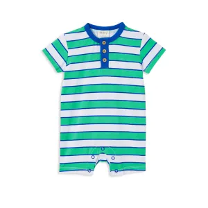 Milky - Green Stripe Henley Romper