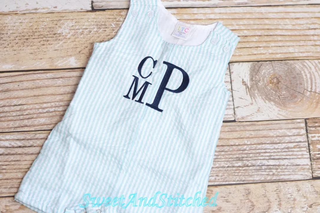 Monogrammed Boys Romper, Boys 4th of July Outfit