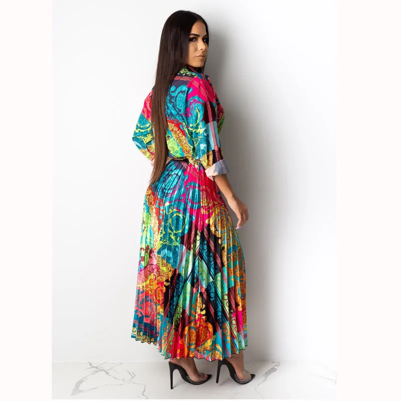 Multi Colored Pleated Skirt Set