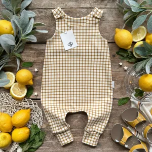 Mustard Gingham Long Romper