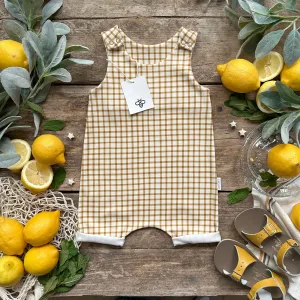 Mustard Gingham Short Romper | Ready To Post