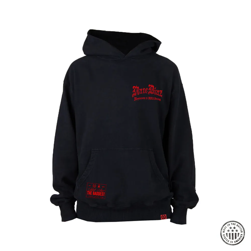 NATE DIAZ JULY 6TH MMXXIV Premium USA MADE Heavy Hoodie [BLACK] THE BADDEST CAPSULE