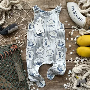 Nautical Knots Footed Romper | Ready To Post