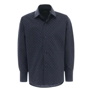 Navy Fleur De Lis Print Dress Shirt