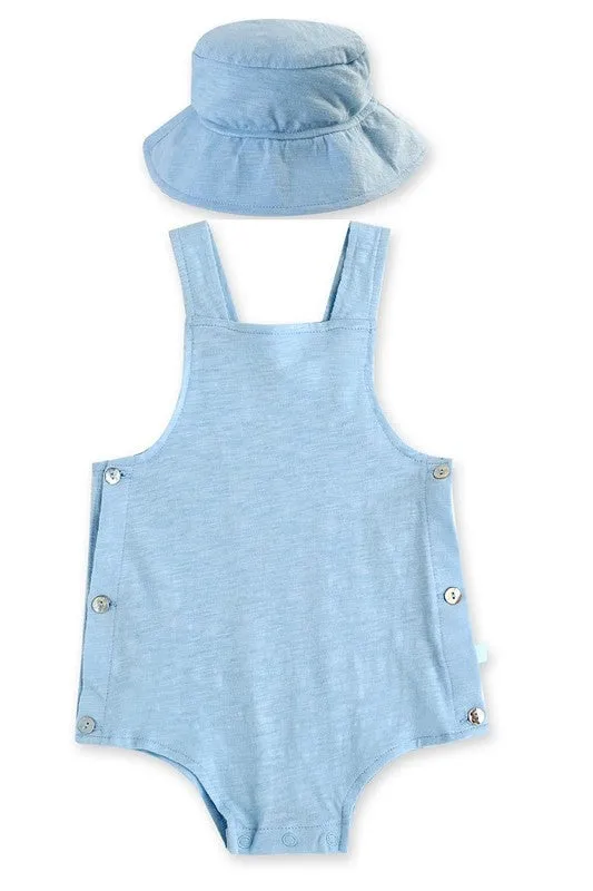 Newborn Infant Baby Bodysuit with Blue Hat Apron