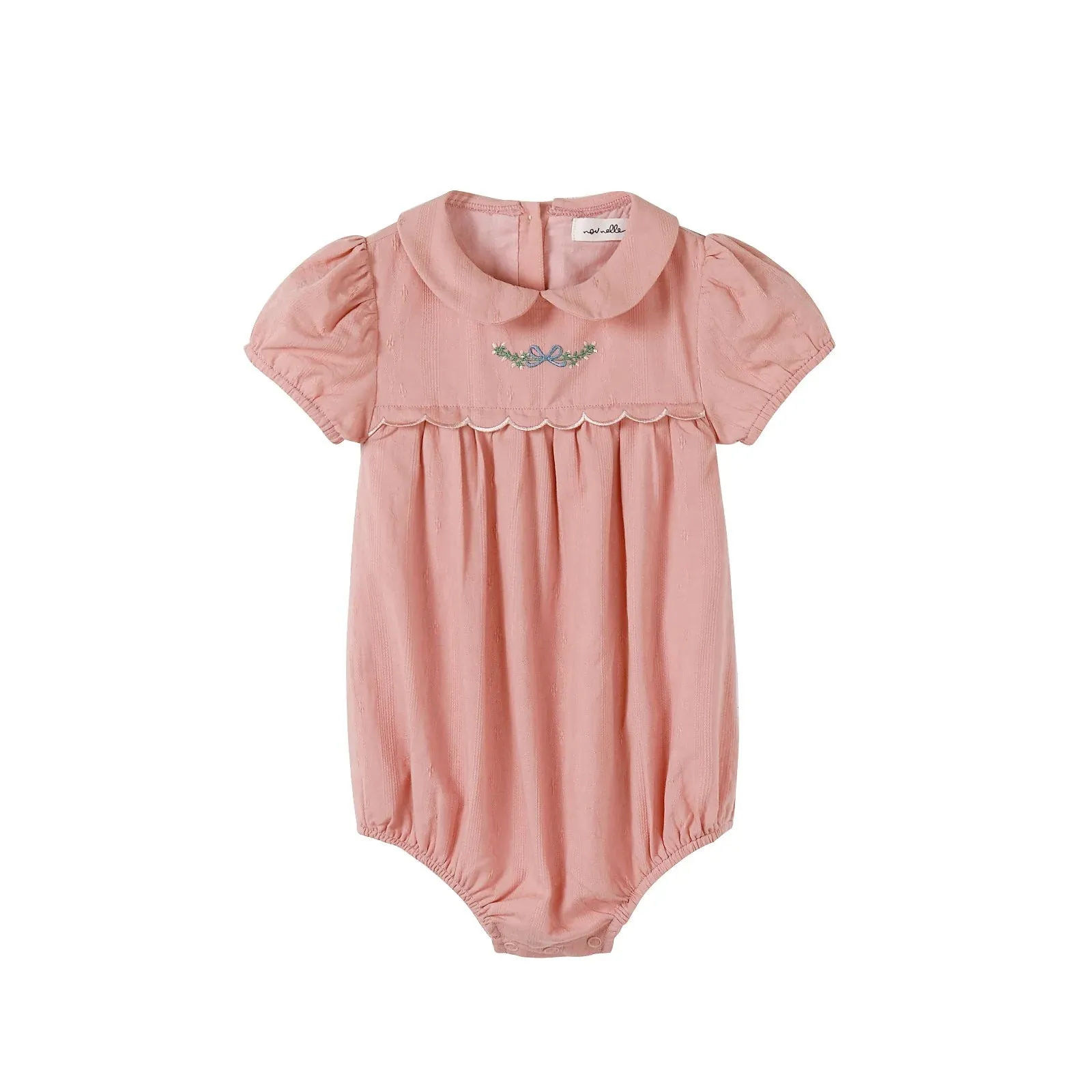 Nou Nelle Scallop Embroidered Romper Pink