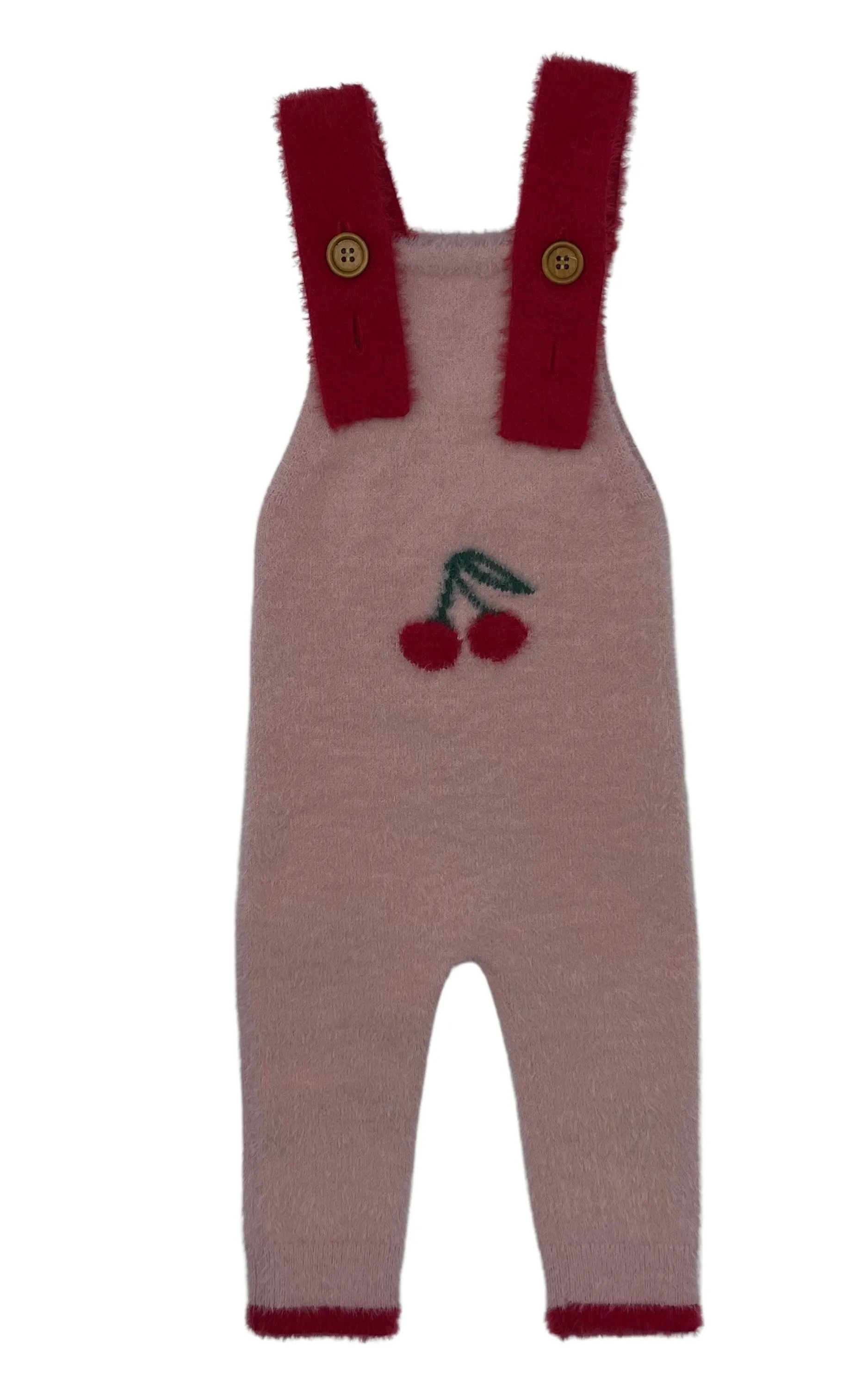 one piece mohair romper with cherry - pink