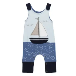 Organic Appliqué Harem Romper, Sailboat