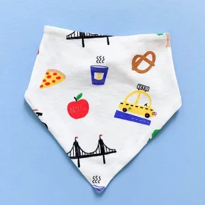 Organic Baby Bib Kerchief Reversible - Big City All Over Print