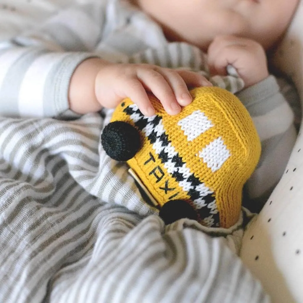 Organic Baby Gift Set - New York Onesie & NYC Taxi Rattle Toy