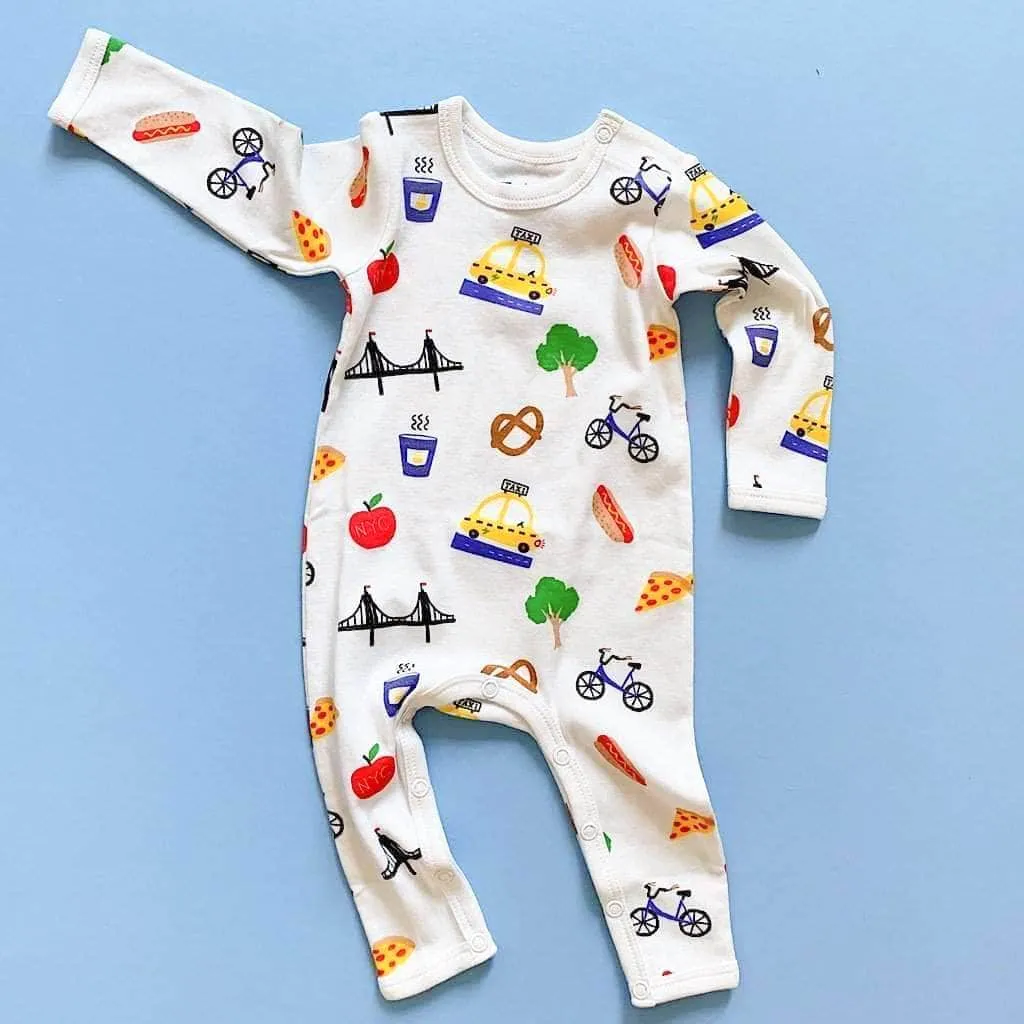 Organic Baby Gift Set - New York Onesie, Bib & NYC Rattle Toys | Hot dog, Pretzel & Taxi