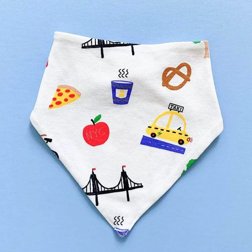 Organic Baby Gift Set - New York Onesie, Bib & NYC Rattle Toys | Hot dog, Pretzel & Taxi