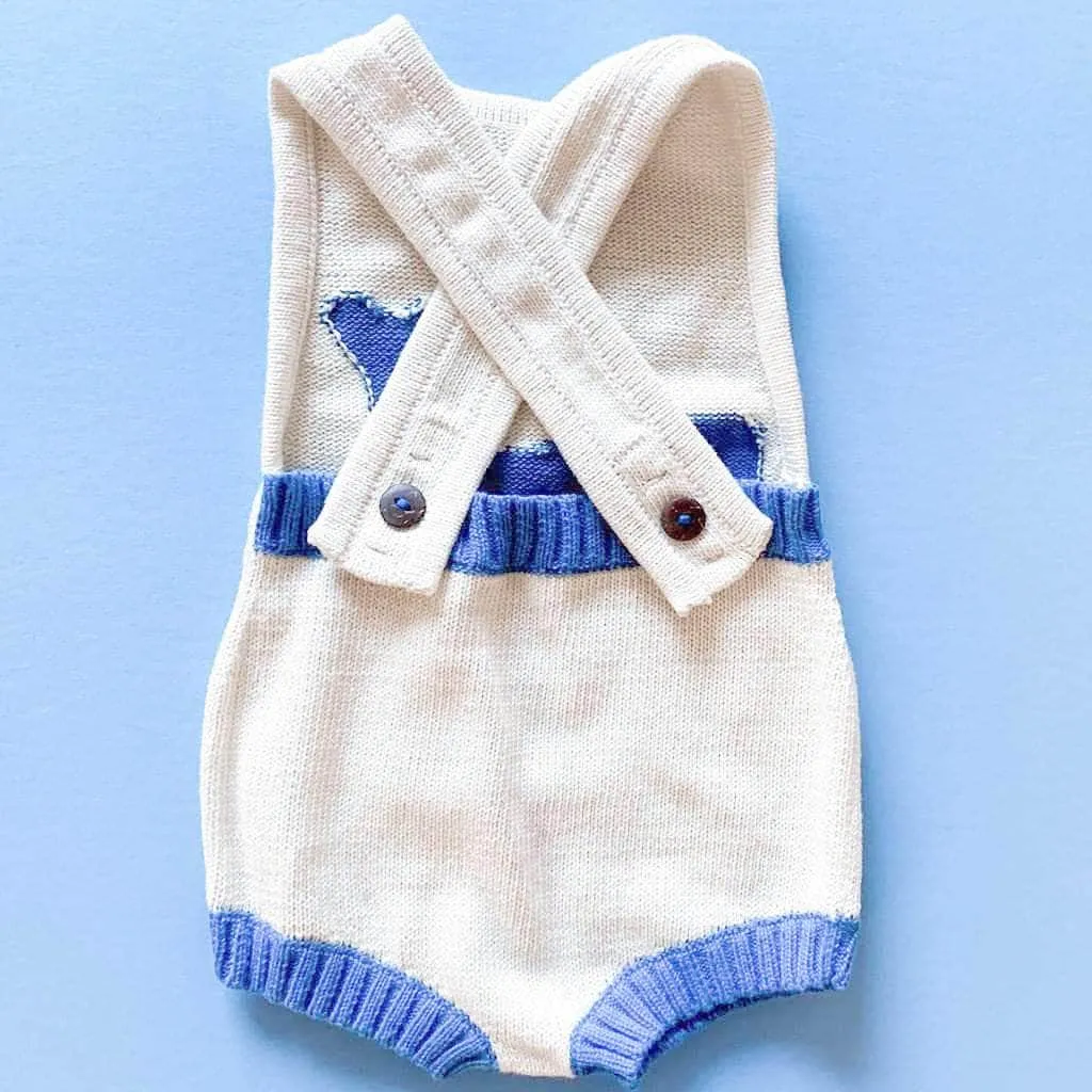 Organic Baby Romper, Sleeveless Knit - Whale