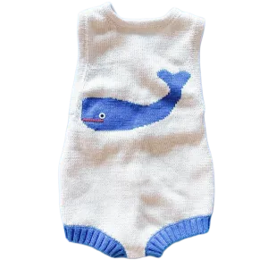 Organic Baby Romper, Sleeveless Knit - Whale