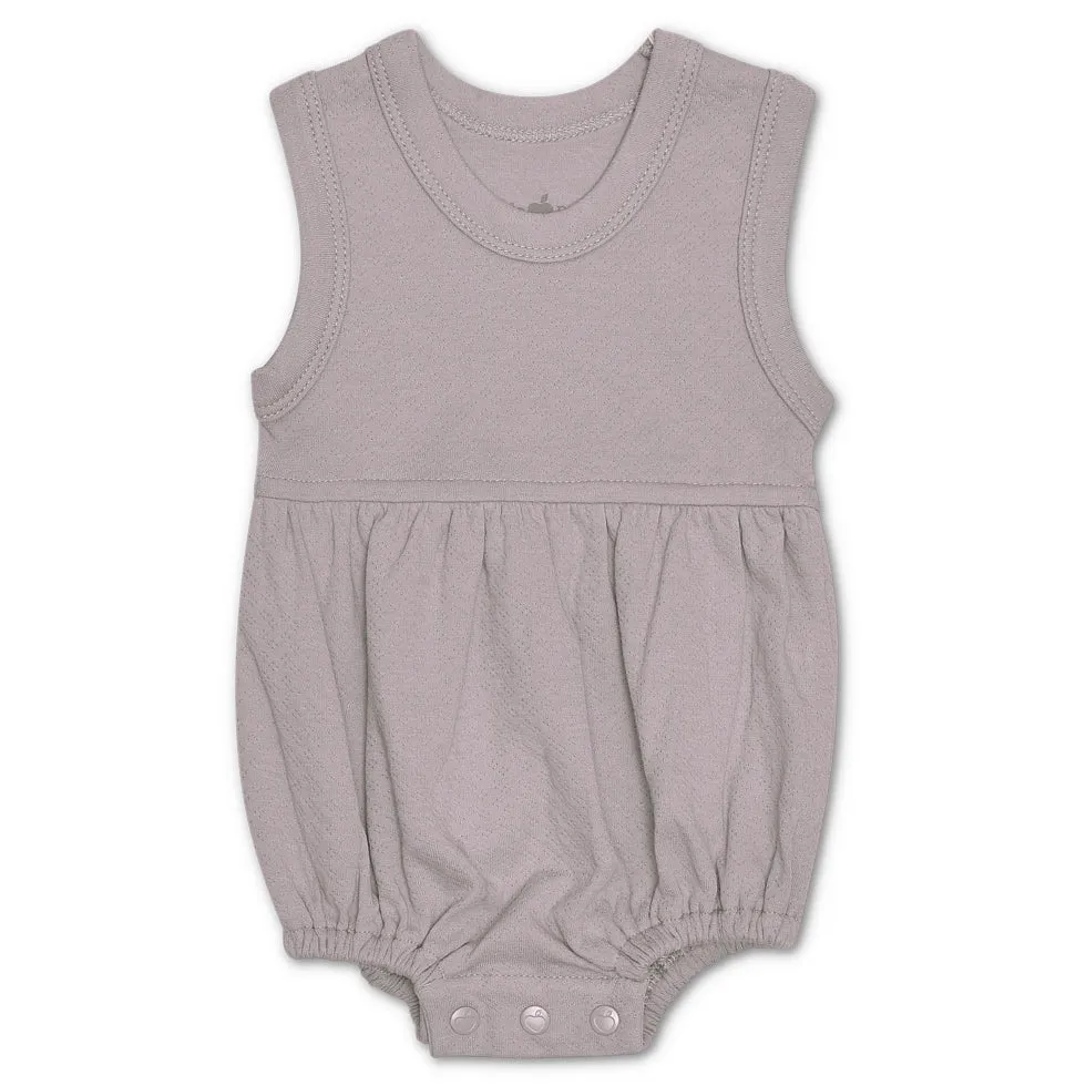 Organic Cotton Bubble Romper –Grey Pointelle