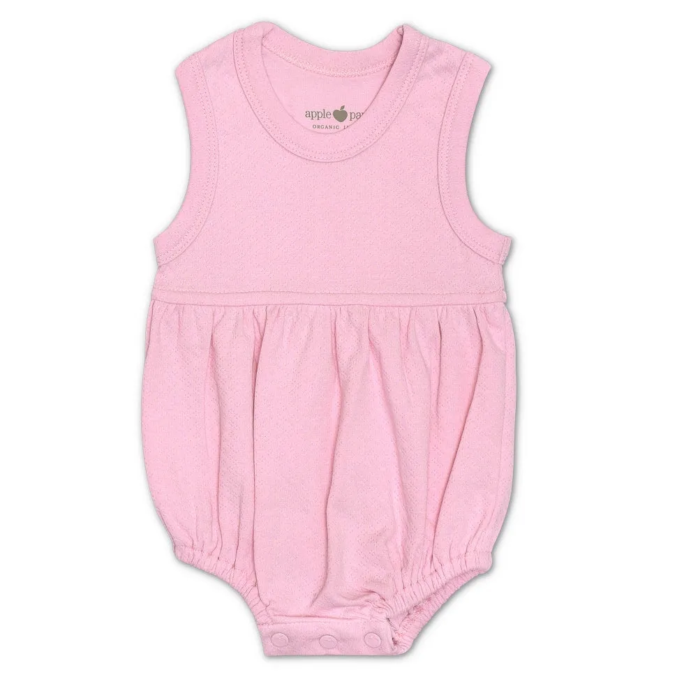 Organic Cotton Bubble Romper –Pink Pointelle