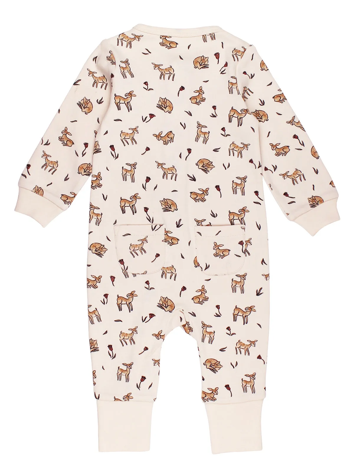 Organic Footless 2-Way Zipper Romper, Doe-a-Deer