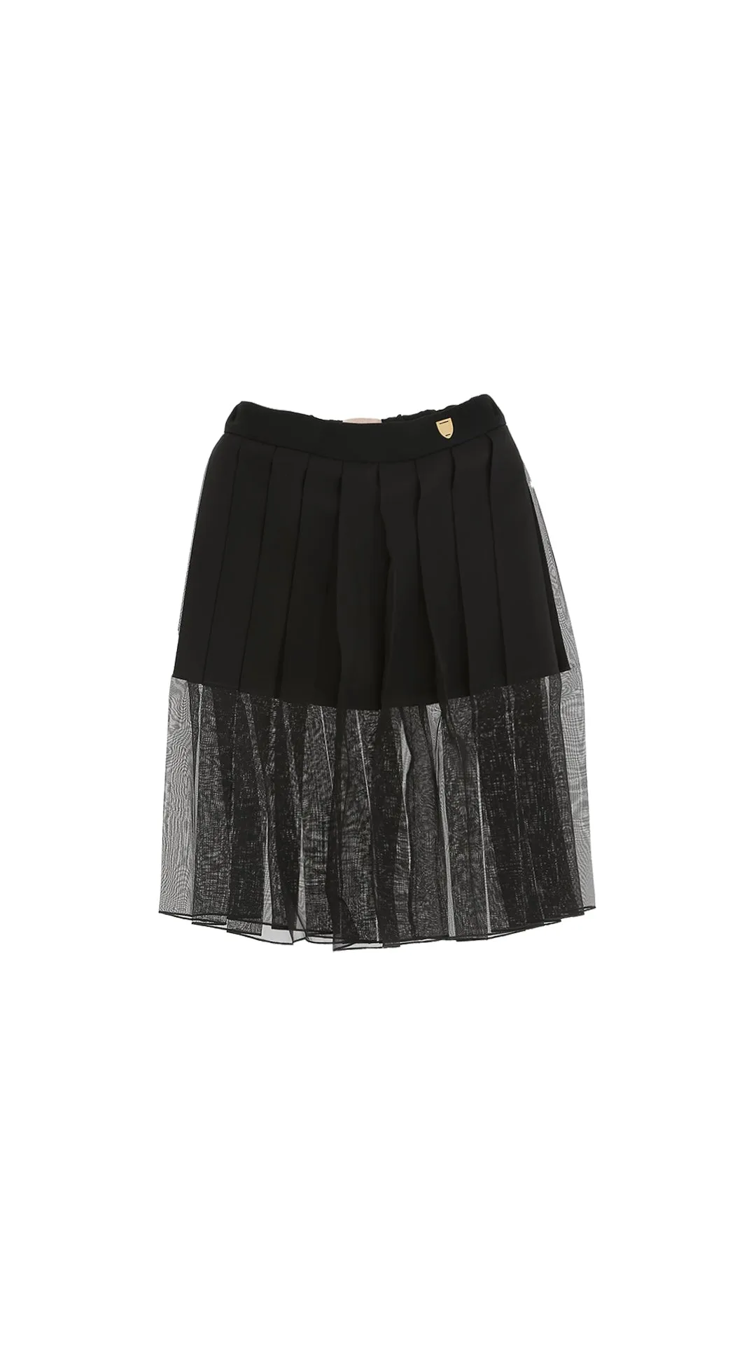 Organza Pleated Skirt -Black