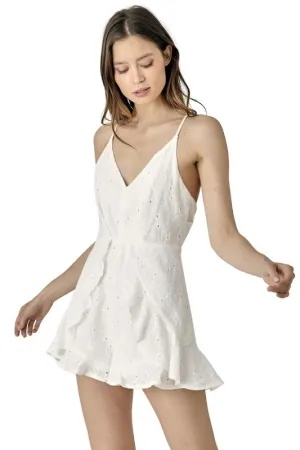 Overlap Ruffled Cami Romper