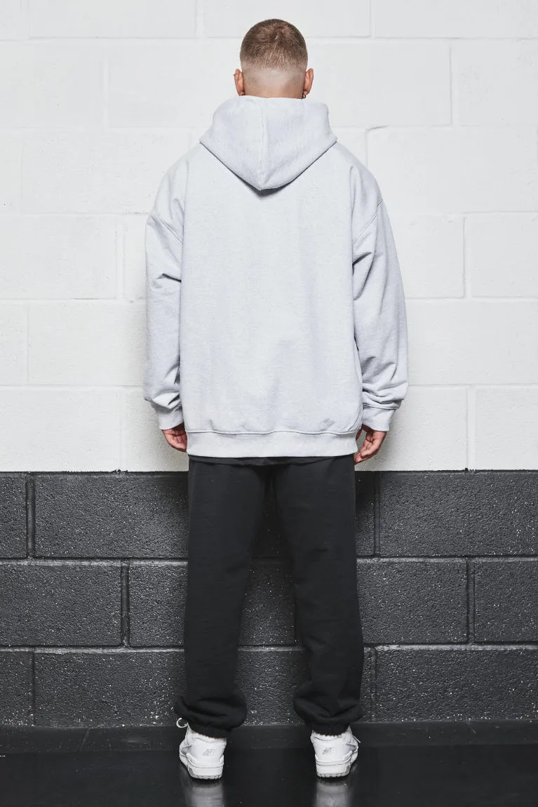 OVERSIZED FIT HOODIE - HEATHER GREY