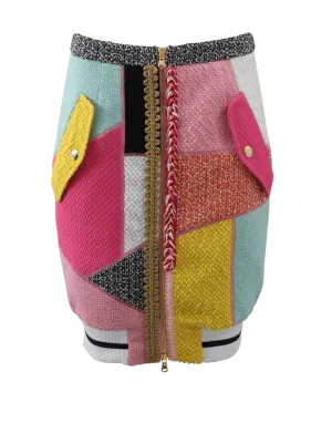 Patchwork Tweed Pencil Skirt