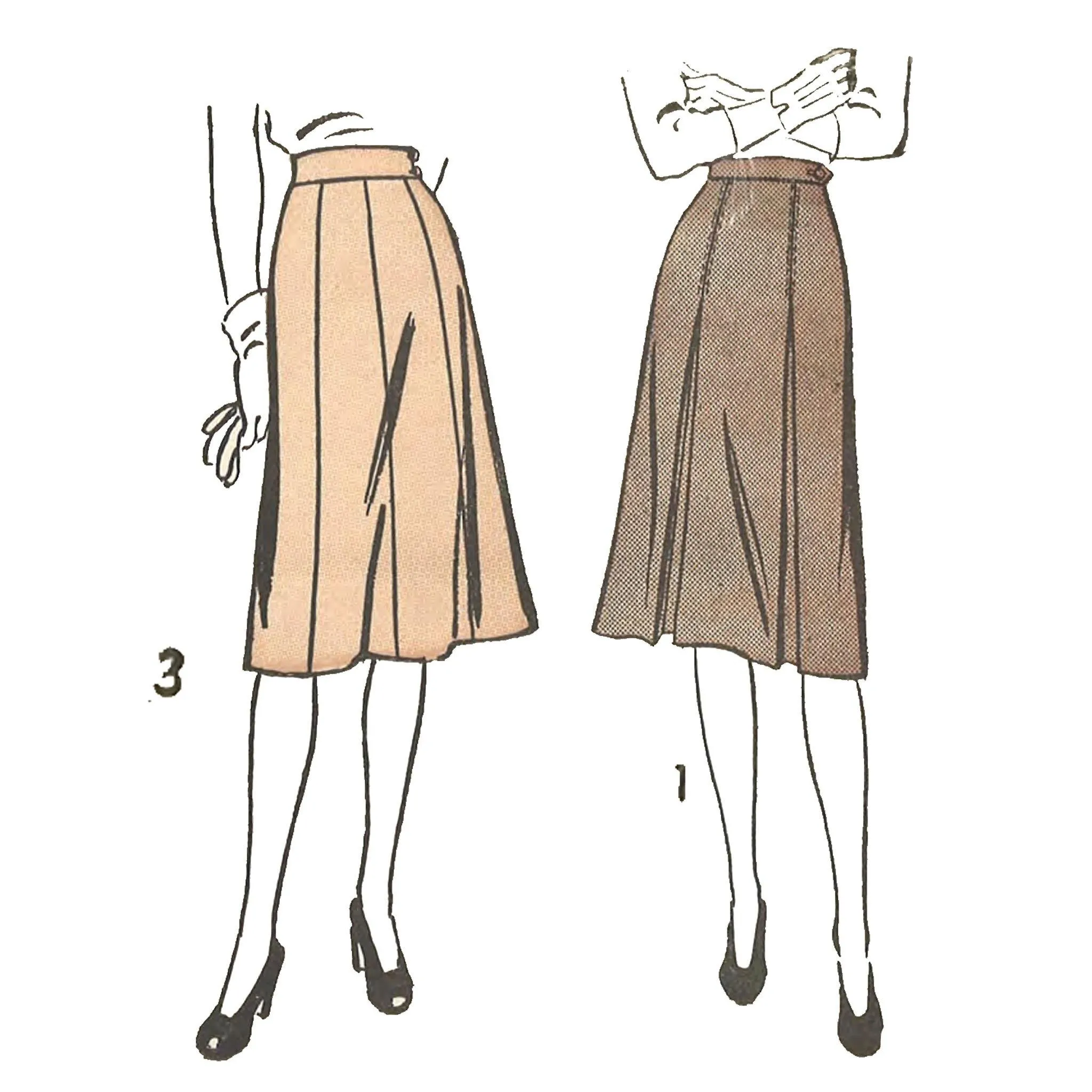 PDF - 1940s Sewing Pattern: Day Skirt with Suspenders /Braises -  Waist 24” (61cm) - Instantly Print at Home