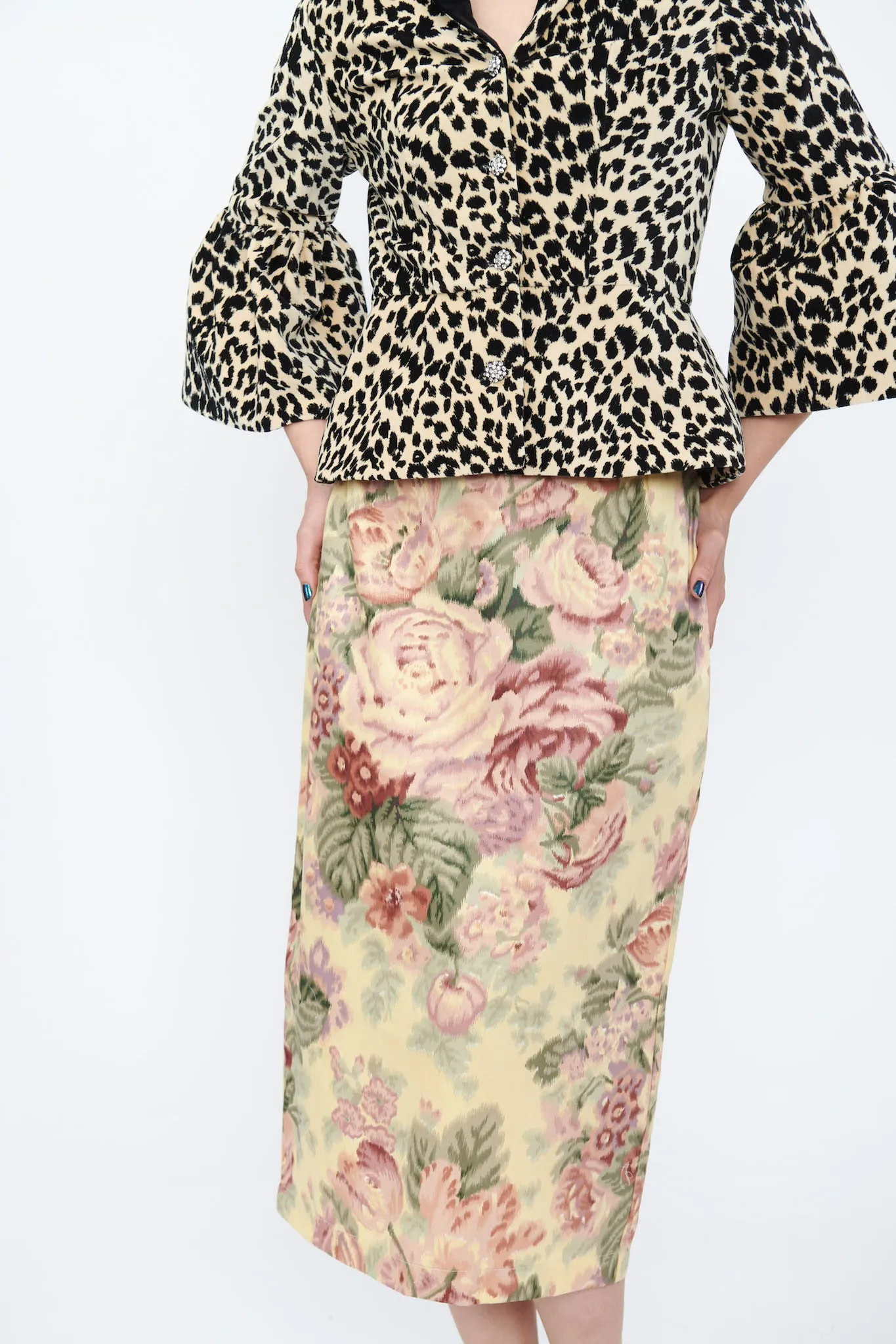 Pencil Skirt in Vintage Floral Upholstery