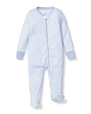 Pima Snug Fit Romper- Blue Stripes