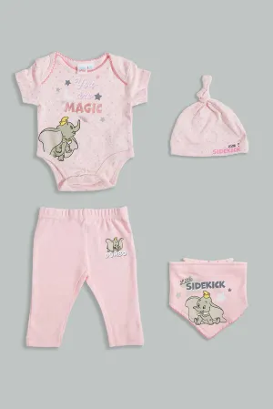 Pink Dumbo Gift Set For Babies (4 Piece)