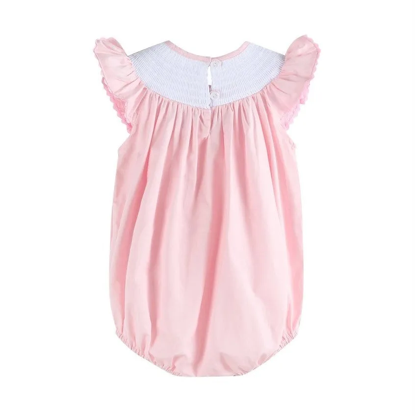 Pink Easter Bunny Smocked Flutter Romper