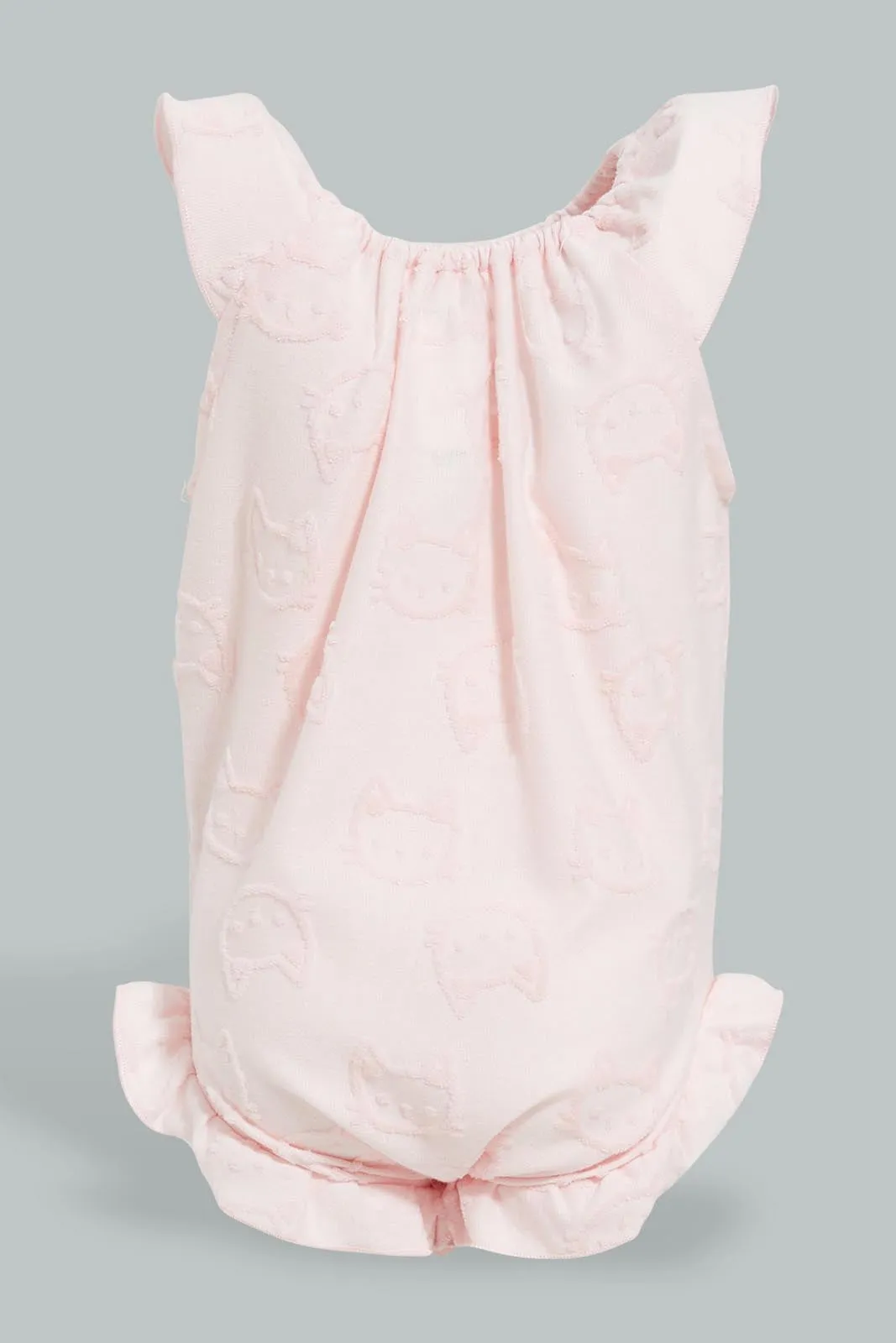 Pink Jacquard Romper For Babies