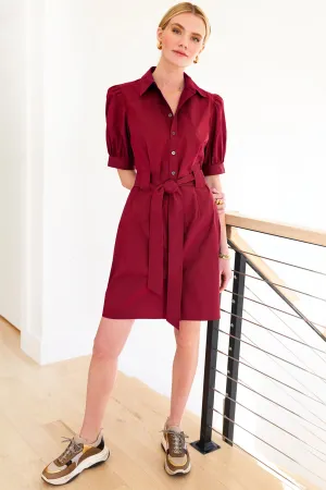 Piper Tie Front Shirt Dress Red Weathercloth