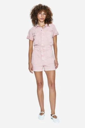 Pistola Campbell Short Sleeve Romper in Rose Quartz